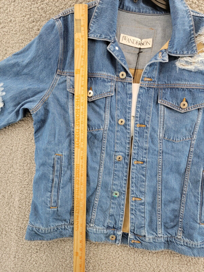 Pre-owned Jw Anderson Distressed Denim Jacket Men's L Light Blue Two Buttoned Flap Pockets