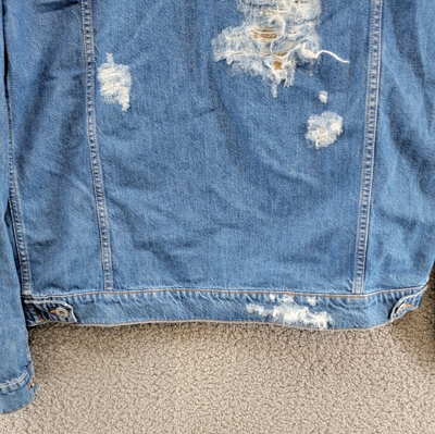 Pre-owned Jw Anderson Distressed Denim Jacket Men's L Light Blue Two Buttoned Flap Pockets