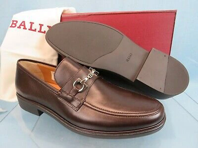 Pre-owned Bally Cadore Chocolate Leather Silver Metal Bit Logo Loafers 10.5 D Us 43.5