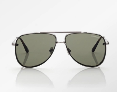 Pre-owned Tom Ford Ft1071-14n-62 Silver Brown Sunglasses In Green