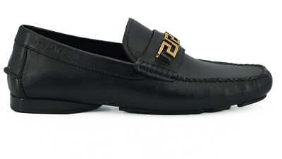 Pre-owned Versace Black Calf Leather Loafers Shoes