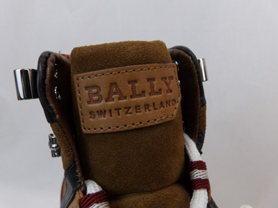 Pre-owned Bally Avyd Tobacco Suede Black Leather Logo Top Sneakers 10.5 Us 43.5 Italy In Tobacco / Black / Red