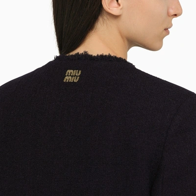 Shop Miu Miu Blue Single-breasted Short Jacket In Wool Women