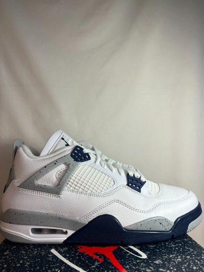 Pre-owned Jordan Nike Air  4 Retro Midnight Navy Dh6927-140 Men Size 10.5m Brand Ds Rts In White