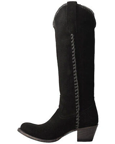 Pre-owned Lane Women's Plain Jane Western Boot - Round Toe Black 10 1/2 M