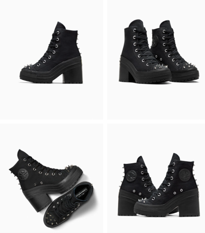 Pre-owned Converse Women's  70 De Luxe Deluxe Wedge Punk Rock Studded Boots A08103c In As Pictured