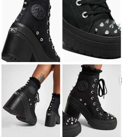 Pre-owned Converse Women's  70 De Luxe Deluxe Wedge Punk Rock Studded Boots A08103c In As Pictured