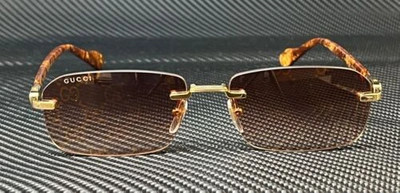 Pre-owned Gucci Gg1221s 004 Gold Orange Men's 56 Mm L Size Sunglasses In Red
