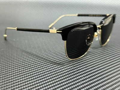 Pre-owned Gucci Gg1275sa 001 Black Gold Men's Extra Large 56 Mm Sunglasses In Gray