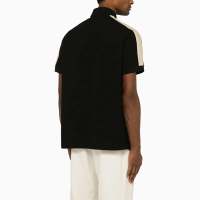 Shop Palm Angels Black Short-sleeved Polo Shirt With Monogram Men