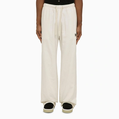 Shop Palm Angels Off-white Jogging Trousers With Monogram Men