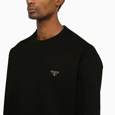 Shop Prada Black Crewneck Sweatshirt With Triangle Logo Men