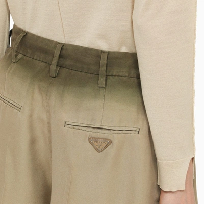 Shop Prada Rope-coloured Silk Shorts With Logo Women In Cream