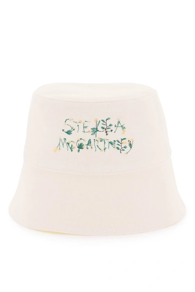 Shop Stella Mccartney Bucket Hat With Floral Logo Embroidery Women In White
