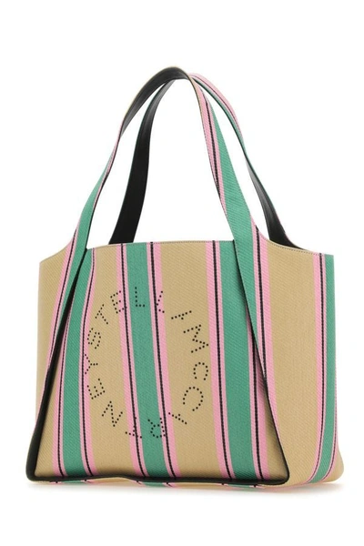 Shop Stella Mccartney Woman Embroidered Raffia Stella Logo Shopping Bag In Multicolor