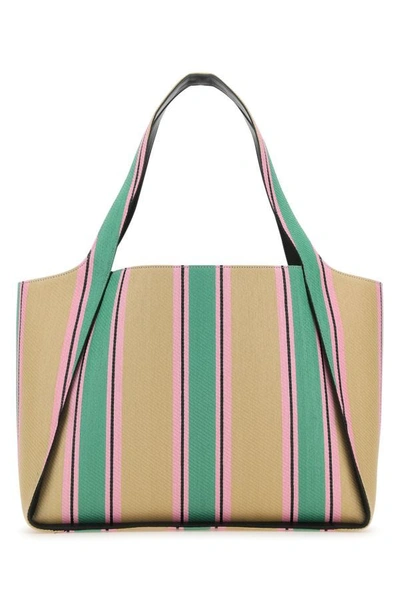 Shop Stella Mccartney Woman Embroidered Raffia Stella Logo Shopping Bag In Multicolor