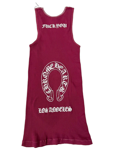 Pre-owned Chrome Hearts Los Angeles Fuck You Dagger Tank Top Maroon In Magenta/burgundy