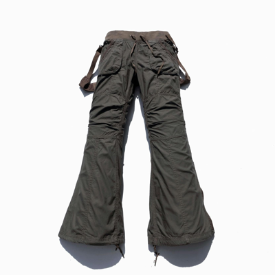 Pre-owned If Six Was Nine X Kmrii Goa Flared Cargo Suspenders In Olive