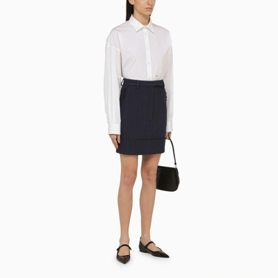 Shop Thom Browne Navy Blue Cotton-blend Skirt Women