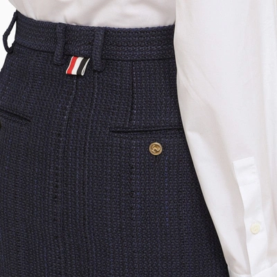 Shop Thom Browne Navy Blue Cotton-blend Skirt Women