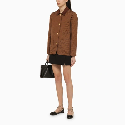 Shop Valentino Brown Cotton Blend Toile Iconographe Jacket Women