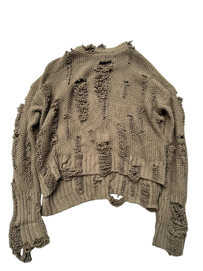 Pre-owned Comme Des Garçons Aw00 Comme Des Garcons Distressed Grunge Sweater In Khaki