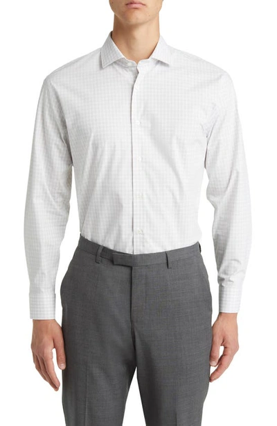 Shop Nordstrom Trim Fit Tech-smart Plaid Coolmax® Non-iron Dress Shirt In Grey Silk - White Surrey Grid