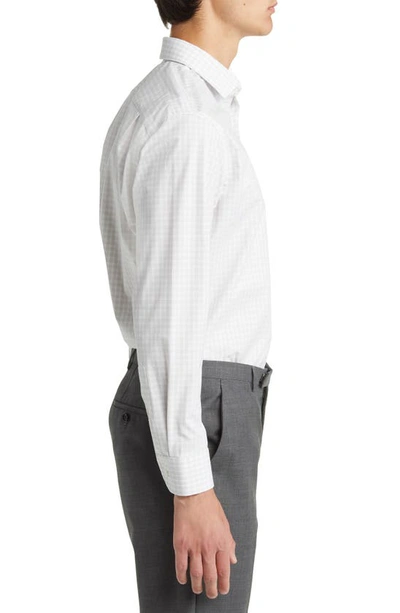 Shop Nordstrom Trim Fit Tech-smart Plaid Coolmax® Non-iron Dress Shirt In Grey Silk - White Surrey Grid