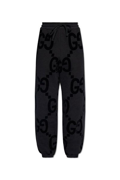 Shop Gucci Monogrammed Elasticated Waist Sweatpants In Black