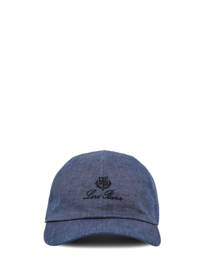 Shop Loro Piana Logo Embroidered Baseball Cap In Blue