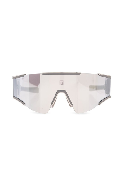 Shop Balmain Eyewear Oversized Frame Sunglasses In Silver