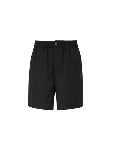 Shop Ami Alexandre Mattiussi Ami Paris Elasticated Waist Bermuda Shorts In Black
