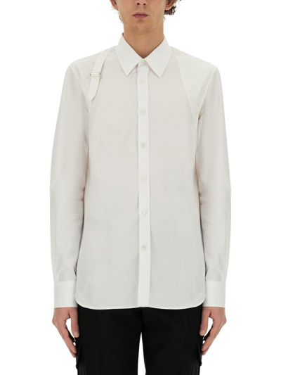 Shop Alexander Mcqueen Harness Buckle Detailed Buttoned Shirt In White