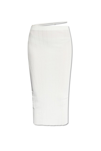 Shop Jacquemus Pralu Ribbed Skirt In White