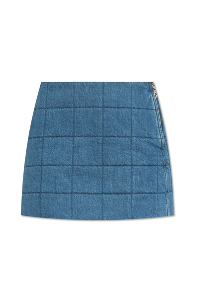 Shop Gucci Denim Quilted Skirt In Blue