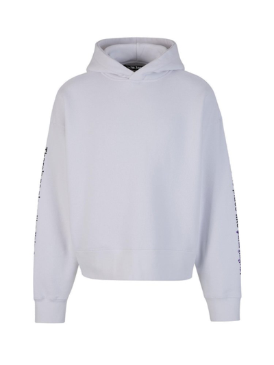 Shop Palm Angels Logo Printed Hoodie In White