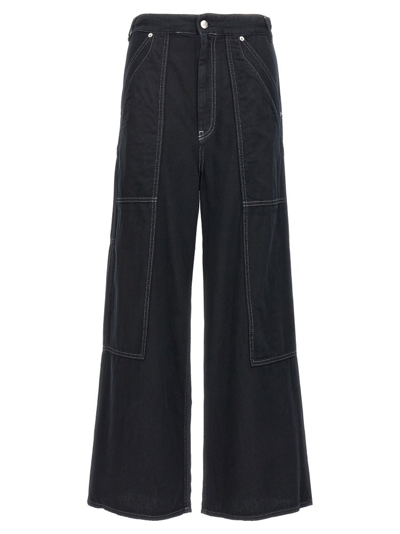 Shop Mm6 Maison Margiela Wide Leg Panelled Jeans In Black