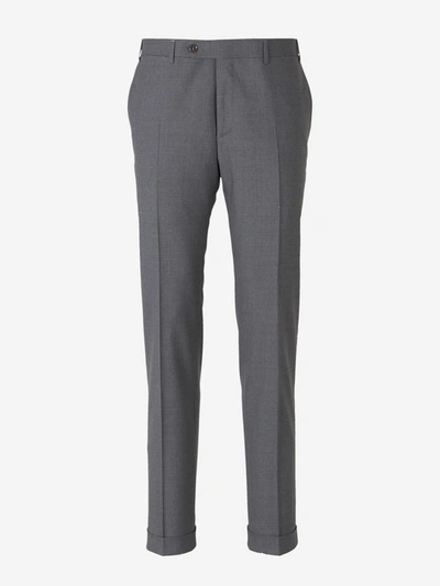 Shop Canali Wool Formal Pants In Light Gray