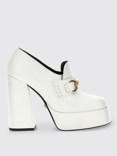 Shop Versace Leather Pumps In White