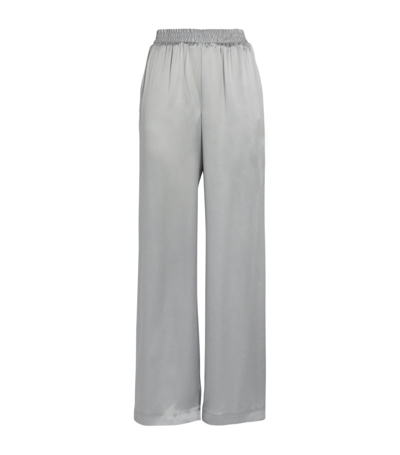 Shop Eleventy Silk Wide-leg Elasticated-waist Trousers In Blue