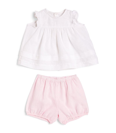 Shop Il Gufo Linen Layette Dress And Bloomers Set (3-36 Months) In White