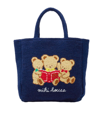 Shop Miki House Cotton Tote Bag In Navy