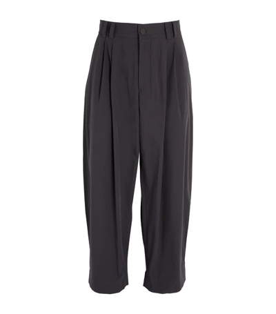 Shop Studio Nicholson Cotton Pleated Wide-leg Trousers In Grey
