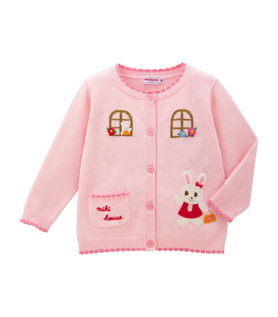 Shop Miki House Cotton Cardigan (2-3 Years) In Pink