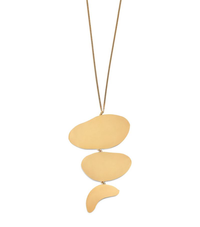 Shop Jil Sander Oval Pendant Necklace In Yellow