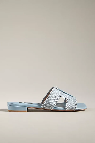 Shop Bibi Lou Raffia Slide Sandals In Blue