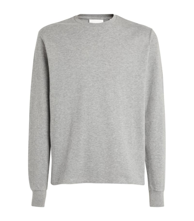 Shop Frame Cotton Crew-neck Sweater In Grey