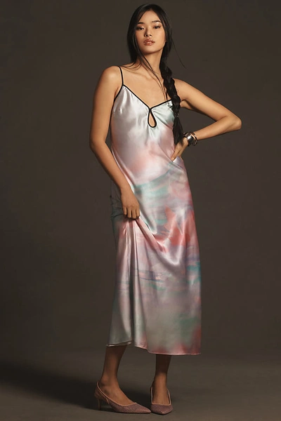 Shop Geisha Designs Printed Slip Midi Dress In Pink
