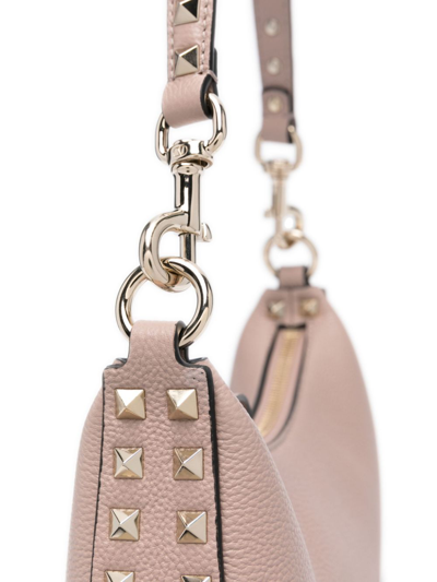 Shop Valentino Rockstud Small Leather Hobo Bag In Pink