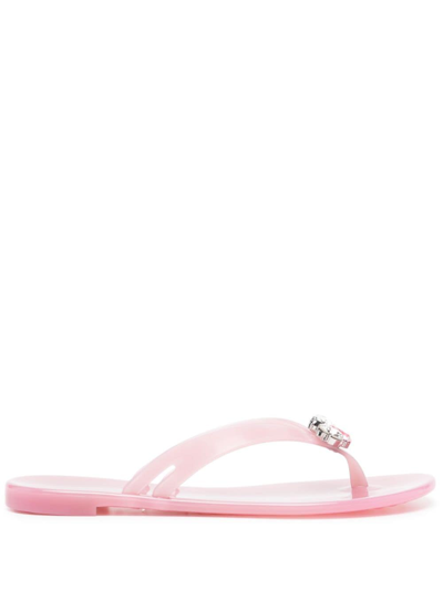 Shop Casadei Jelly Thong Sandals In Pink